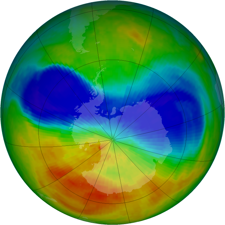 Antarctic ozone map for 23 September 2002